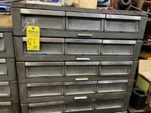 ASSORTED DRILL BITS, ETC WITH 10 DRAWER CABINET
