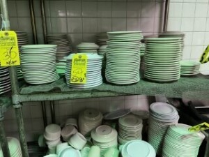 ASSORTED PLATES, BOWLS, ETC (CONTENTS OF 2nd & 3rd SHELVES)