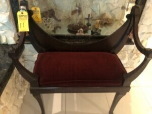 MEDIEVAL STYLE CHAIR WITH BURGUNDY CUSHION
