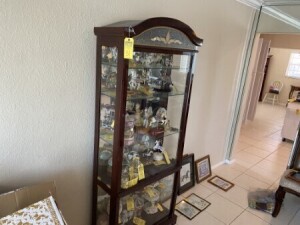 WOOD CURIO CABINET WITH GLASS - 75x31x14