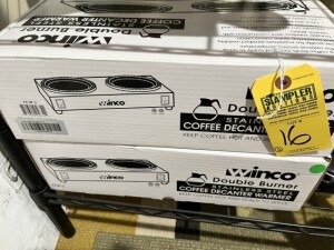 WINCO DOUBLE BURNER COFFEE WARMERS (NEW IN BOX)