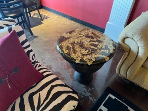 TABLE WITH TIGER PATTERN