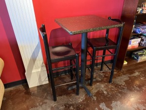 HIGH TOP TABLE WITH 2 STOOLS